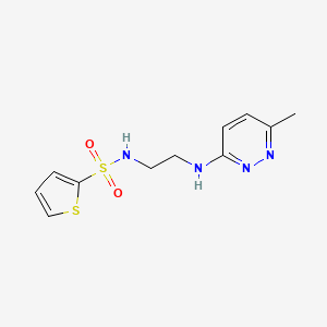 molecular formula C11H14N4O2S2 B2457988 N-(2-((6-methylpyridazin-3-yl)amino)ethyl)thiophene-2-sulfonamide CAS No. 1207028-36-1