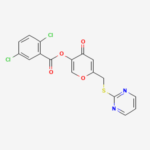 molecular formula C17H10Cl2N2O4S B2457991 [4-Oxo-6-(pyrimidin-2-ylsulfanylmethyl)pyran-3-yl] 2,5-dichlorobenzoate CAS No. 877636-19-6