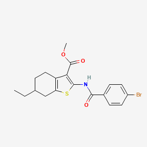 molecular formula C19H20BrNO3S B2457997 Methyl 2-{[(4-bromophenyl)carbonyl]amino}-6-ethyl-4,5,6,7-tetrahydro-1-benzothiophene-3-carboxylate CAS No. 438614-22-3