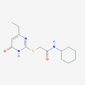 molecular formula C14H21N3O2S B2458000 N-环己基-2-((4-乙基-6-氧代-1,6-二氢嘧啶-2-基)硫代)乙酰胺 CAS No. 900007-63-8