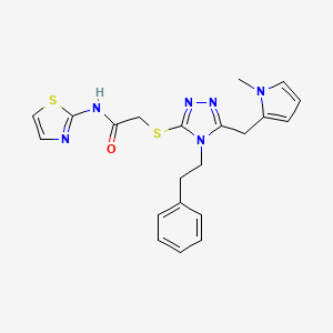 2-((5-((1-methyl-1H-pyrrol-2-yl)methyl)-4-phenethyl-4H-1,2,4-triazol-3-yl)thio)-N-(thiazol-2-yl)acetamide