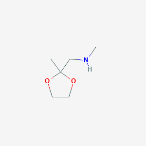 molecular formula C6H13NO2 B2458008 2-Methyl-2-(methylaminomethyl)-1,3-dioxolane CAS No. 4388-98-1