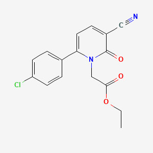 molecular formula C16H13ClN2O3 B2458011 ethyl 2-[6-(4-chlorophenyl)-3-cyano-2-oxo-1(2H)-pyridinyl]acetate CAS No. 339109-94-3
