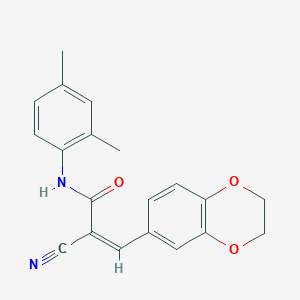 molecular formula C20H18N2O3 B2458016 (Z)-2-Cyano-3-(2,3-dihydro-1,4-benzodioxin-6-yl)-N-(2,4-dimethylphenyl)prop-2-enamide CAS No. 940799-90-6