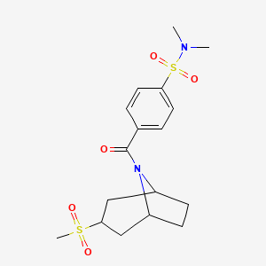 molecular formula C17H24N2O5S2 B2458022 N,N-dimethyl-4-((1R,5S)-3-(methylsulfonyl)-8-azabicyclo[3.2.1]octane-8-carbonyl)benzenesulfonamide CAS No. 1705548-90-8