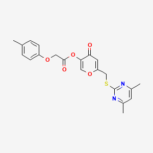 molecular formula C21H20N2O5S B2458024 [6-[(4,6-二甲基嘧啶-2-基)硫代甲基]-4-氧代吡喃-3-基] 2-(4-甲基苯氧基)乙酸酯 CAS No. 877637-23-5