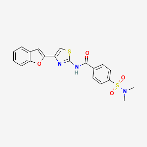 molecular formula C20H17N3O4S2 B2458026 N-[4-(1-benzofuran-2-yl)-1,3-thiazol-2-yl]-4-(dimethylsulfamoyl)benzamide CAS No. 716365-26-3