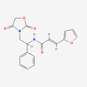 molecular formula C18H16N2O5 B2458030 (E)-N-(2-(2,4-dioxooxazolidin-3-yl)-1-phenylethyl)-3-(furan-2-yl)acrylamide CAS No. 2035000-16-7