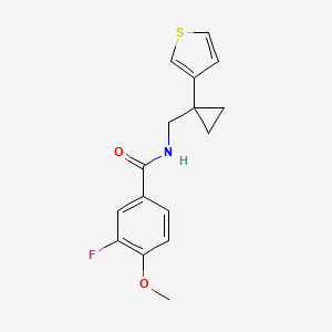 3-Fluoro-4-methoxy-N-[(1-thiophen-3-ylcyclopropyl)methyl]benzamide