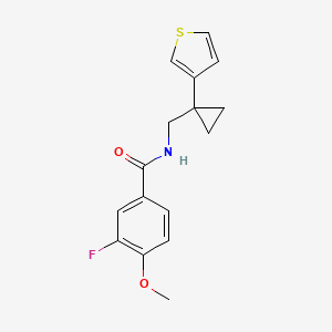 molecular formula C16H16FNO2S B2458033 3-fluoro-4-methoxy-N-{[1-(thiophen-3-yl)cyclopropyl]methyl}benzamide CAS No. 2415487-38-4