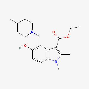 molecular formula C20H28N2O3 B2458036 Ethyl 5-hydroxy-1,2-dimethyl-4-[(4-methylpiperidin-1-yl)methyl]indole-3-carboxylate CAS No. 384368-19-8