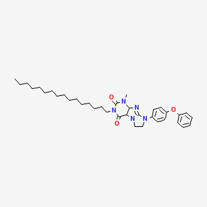 molecular formula C36H49N5O3 B2458038 3-hexadecyl-1-methyl-8-(4-phenoxyphenyl)-1H,2H,3H,4H,6H,7H,8H-imidazo[1,2-g]purine-2,4-dione CAS No. 1331129-81-7