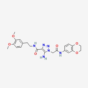 molecular formula C23H26N6O6 B2458073 5-amino-1-[2-(2,3-dihydro-1,4-benzodioxin-6-ylamino)-2-oxoethyl]-N-[2-(3,4-dimethoxyphenyl)ethyl]-1H-1,2,3-triazole-4-carboxamide CAS No. 866345-90-6