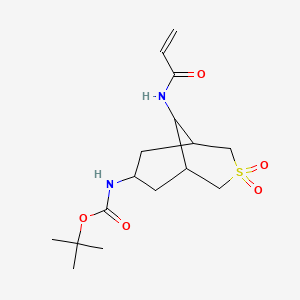 molecular formula C16H26N2O5S B2458083 tert-butyl N-[3,3-dioxo-9-(prop-2-enamido)-3lambda6-thiabicyclo[3.3.1]nonan-7-yl]carbamate CAS No. 2094426-63-6