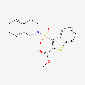 molecular formula C19H17NO4S2 B2458120 methyl 3-(3,4-dihydroisoquinolin-2(1H)-ylsulfonyl)-1-benzothiophene-2-carboxylate CAS No. 899966-09-7
