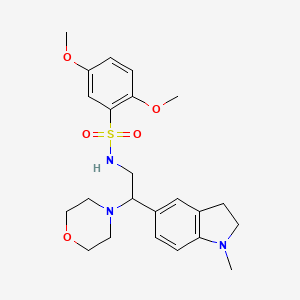 molecular formula C23H31N3O5S B2458123 2,5-dimethoxy-N-(2-(1-methylindolin-5-yl)-2-morpholinoethyl)benzenesulfonamide CAS No. 946347-24-6