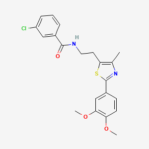 molecular formula C21H21ClN2O3S B2458129 3-chloro-N-{2-[2-(3,4-dimethoxyphenyl)-4-methyl-1,3-thiazol-5-yl]ethyl}benzamide CAS No. 893996-78-6