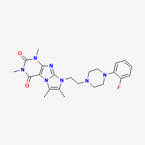 molecular formula C23H28FN7O2 B2458132 8-(2-(4-(2-氟苯基)哌嗪-1-基)乙基)-1,3,6,7-四甲基-1H-咪唑并[2,1-f]嘌呤-2,4(3H,8H)-二酮 CAS No. 923164-93-6