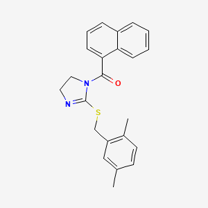molecular formula C23H22N2OS B2458136 (2-((2,5-dimethylbenzyl)thio)-4,5-dihydro-1H-imidazol-1-yl)(naphthalen-1-yl)methanone CAS No. 919708-96-6