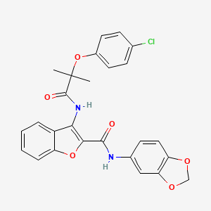 molecular formula C26H21ClN2O6 B2458148 N-(benzo[d][1,3]dioxol-5-yl)-3-(2-(4-chlorophenoxy)-2-methylpropanamido)benzofuran-2-carboxamide CAS No. 888462-29-1