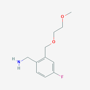 molecular formula C11H16FNO2 B2458149 [4-Fluoro-2-(2-methoxyethoxymethyl)phenyl]methanamine CAS No. 1341711-10-1