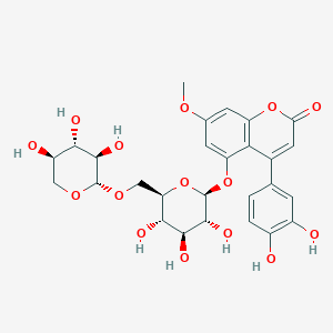 molecular formula C27H30O15 B2458150 4-(3,4-二羟基苯基)-5-[(6-O-β-D-木吡喃糖基-β-D-葡萄糖吡喃糖基)氧基]-7-甲氧基香豆素 CAS No. 116310-59-9