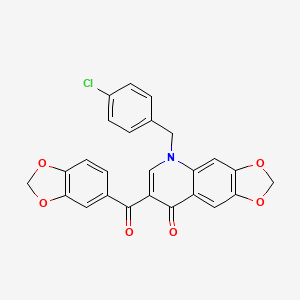 molecular formula C25H16ClNO6 B2458166 7-(2H-1,3-benzodioxole-5-carbonyl)-5-[(4-chlorophenyl)methyl]-2H,5H,8H-[1,3]dioxolo[4,5-g]quinolin-8-one CAS No. 904433-05-2