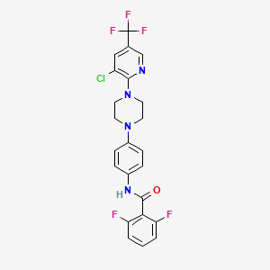 molecular formula C23H18ClF5N4O B2458172 N-(4-{4-[3-chloro-5-(trifluoromethyl)-2-pyridinyl]piperazino}phenyl)-2,6-difluorobenzenecarboxamide CAS No. 478262-21-4