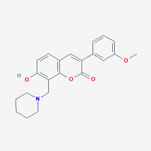 molecular formula C22H23NO4 B2458173 7-hydroxy-3-(3-methoxyphenyl)-8-(piperidin-1-ylmethyl)-2H-chromen-2-one CAS No. 951996-57-9