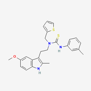 molecular formula C25H27N3OS2 B2458180 1-(2-(5-methoxy-2-methyl-1H-indol-3-yl)ethyl)-1-(thiophen-2-ylmethyl)-3-(m-tolyl)thiourea CAS No. 850934-94-0