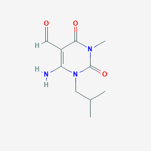molecular formula C10H15N3O3 B2458190 6-Amino-3-methyl-1-(2-methylpropyl)-2,4-dioxo-1,2,3,4-tetrahydropyrimidine-5-carbaldehyde CAS No. 101989-80-4