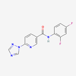 molecular formula C14H9F2N5O B2458192 N-(2,4-difluorophenyl)-6-(1H-1,2,4-triazol-1-yl)nicotinamide CAS No. 338418-96-5