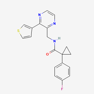 molecular formula C19H16FN3OS B2458209 1-(4-氟苯基)-N-((3-(噻吩-3-基)吡嗪-2-基)甲基)环丙烷甲酰胺 CAS No. 2034368-84-6