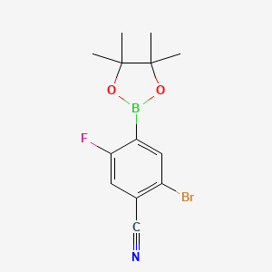 molecular formula C13H14BBrFNO2 B2458250 5-Bromo-4-cyano-2-fluorophenylboronic acid, pinacol ester CAS No. 2096334-68-6