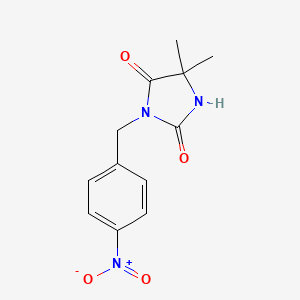molecular formula C12H13N3O4 B2458251 5,5-Dimethyl-3-(4-nitrobenzyl)imidazolidine-2,4-dione CAS No. 52531-94-9
