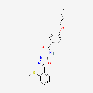 molecular formula C20H21N3O3S B2458255 4-butoxy-N-[5-(2-methylsulfanylphenyl)-1,3,4-oxadiazol-2-yl]benzamide CAS No. 898410-70-3
