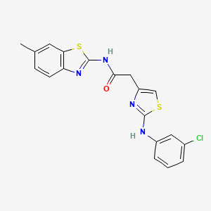 molecular formula C19H15ClN4OS2 B2458256 2-(2-((3-chlorophenyl)amino)thiazol-4-yl)-N-(6-methylbenzo[d]thiazol-2-yl)acetamide CAS No. 1170136-67-0