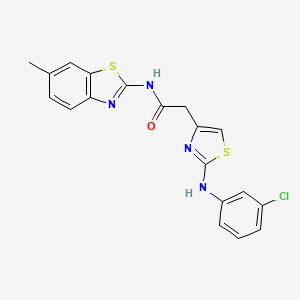 molecular formula C19H15ClN4OS2 B2458256 2-(2-((3-氯苯基)氨基)噻唑-4-基)-N-(6-甲基苯并[d]噻唑-2-基)乙酰胺 CAS No. 1170136-67-0