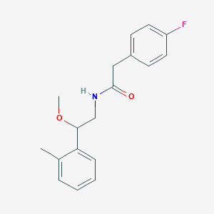 molecular formula C18H20FNO2 B2458257 2-(4-fluorophenyl)-N-(2-methoxy-2-(o-tolyl)ethyl)acetamide CAS No. 1797087-48-9