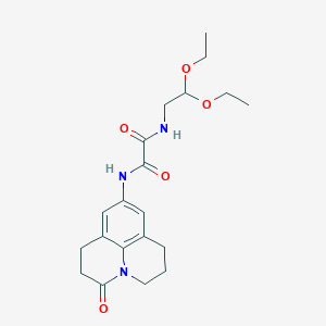 molecular formula C20H27N3O5 B2458258 N1-(2,2-diethoxyethyl)-N2-(3-oxo-1,2,3,5,6,7-hexahydropyrido[3,2,1-ij]quinolin-9-yl)oxalamide CAS No. 898456-19-4