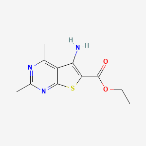 molecular formula C11H13N3O2S B2458265 Ethyl 5-amino-2,4-dimethylthieno[2,3-d]pyrimidine-6-carboxylate CAS No. 929974-92-5