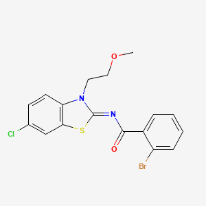 molecular formula C17H14BrClN2O2S B2458270 (Z)-2-bromo-N-(6-chloro-3-(2-methoxyethyl)benzo[d]thiazol-2(3H)-ylidene)benzamide CAS No. 864975-72-4