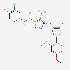 molecular formula C22H20ClFN6O4 B2458280 5-amino-N-(3-chloro-4-fluorophenyl)-1-{[2-(2,4-dimethoxyphenyl)-5-methyl-1,3-oxazol-4-yl]methyl}-1H-1,2,3-triazole-4-carboxamide CAS No. 1112307-85-3