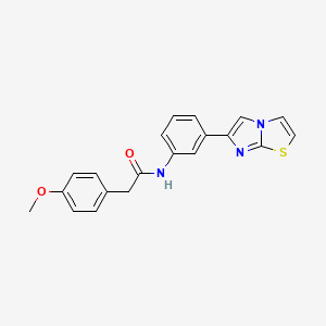 molecular formula C20H17N3O2S B2458305 N-(3-(咪唑并[2,1-b]噻唑-6-基)苯基)-2-(4-甲氧基苯基)乙酰胺 CAS No. 893965-63-4