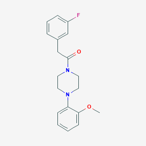 molecular formula C19H21FN2O2 B245831 2-{4-[(3-Fluorophenyl)acetyl]-1-piperazinyl}phenyl methyl ether 