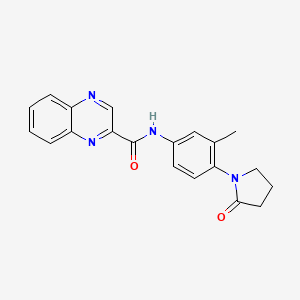 molecular formula C20H18N4O2 B2458310 N-[3-甲基-4-(2-氧代吡咯烷-1-基)苯基]喹喔啉-2-甲酰胺 CAS No. 1210374-20-1