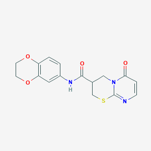 molecular formula C16H15N3O4S B2458313 N-(2,3-dihydrobenzo[b][1,4]dioxin-6-yl)-6-oxo-2,3,4,6-tetrahydropyrimido[2,1-b][1,3]thiazine-3-carboxamide CAS No. 1396850-11-5