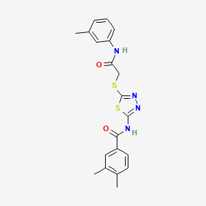 molecular formula C20H20N4O2S2 B2458316 3,4-dimethyl-N-(5-((2-oxo-2-(m-tolylamino)ethyl)thio)-1,3,4-thiadiazol-2-yl)benzamide CAS No. 392292-29-4