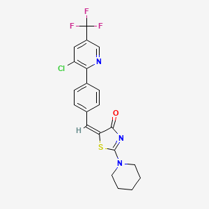 5-((E)-{4-[3-chloro-5-(trifluoromethyl)-2-pyridinyl]phenyl}methylidene)-2-piperidino-1,3-thiazol-4(5H)-one