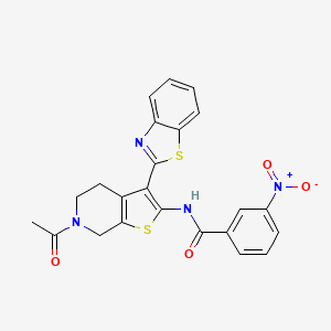 molecular formula C23H18N4O4S2 B2458329 N-(6-acetyl-3-(benzo[d]thiazol-2-yl)-4,5,6,7-tetrahydrothieno[2,3-c]pyridin-2-yl)-3-nitrobenzamide CAS No. 864859-35-8
